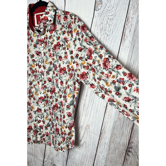 TR Premium Men’s Floral Button Up Dressy Casual Shirt Spring Summer Size L - Picture 3 of 7